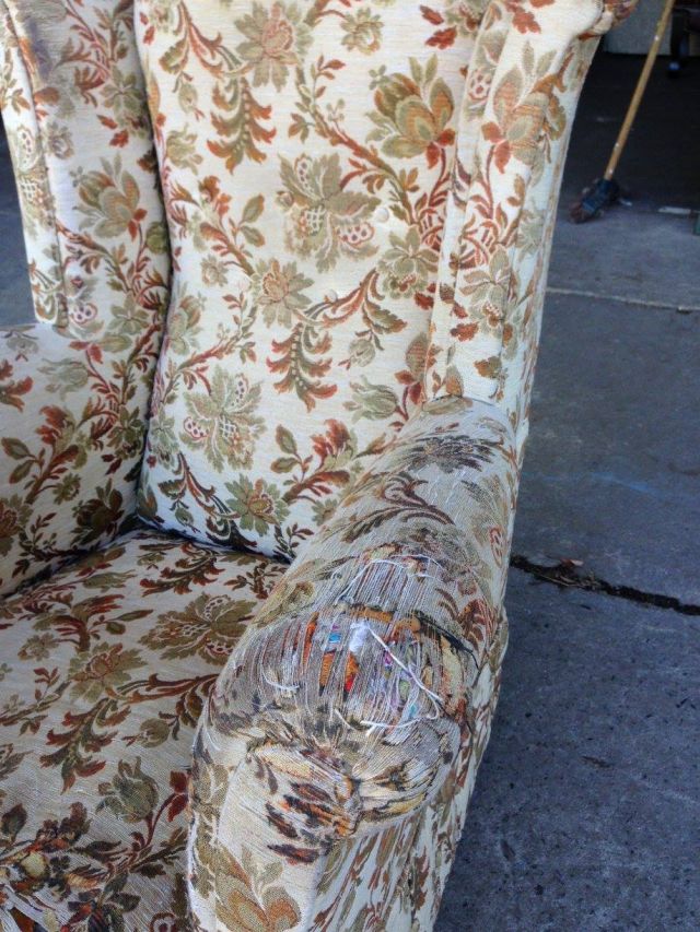 Old Wingback Armchair - furniture restoration, reupholstery - Windsor, Hawkesbury, Western Sydney
