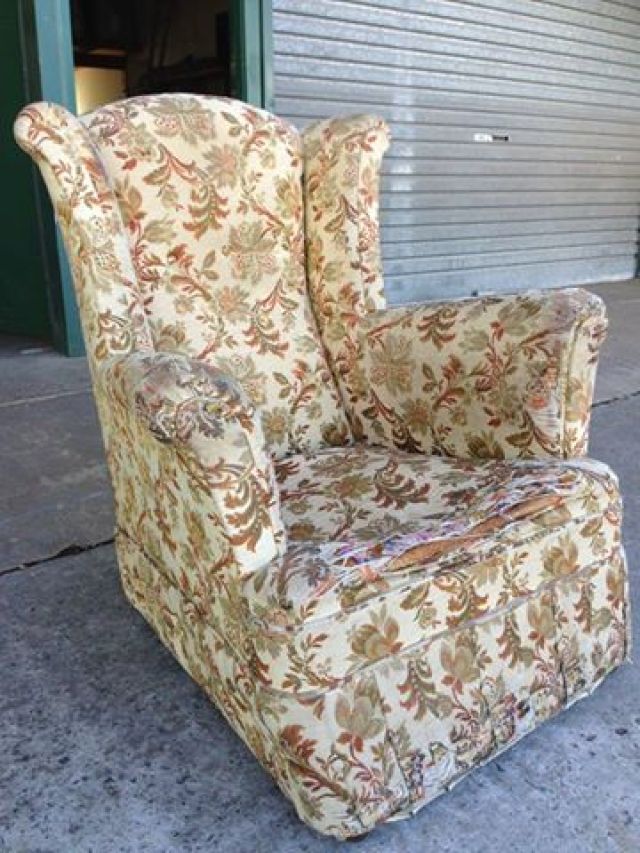 Old Wingback Armchair - furniture restoration, reupholstery - Windsor, Hawkesbury, Western Sydney